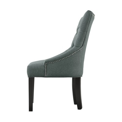 Elegant Gray Tufted Upholstered Side Chair with Black Wooden Legs
