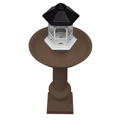 Modern Brown Cast Aluminum Bird Bath and Feeder Combo