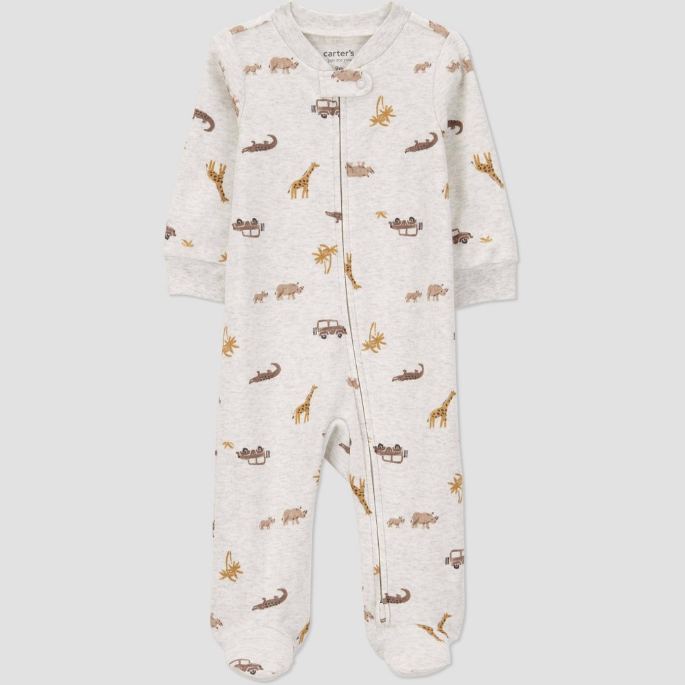Photos - Other Textiles Carter's Just One You® Baby Boys' Sleep N' Play - Gray Newborn: Cotton-Polyester, Giraffe Pattern, Footed Pajamas