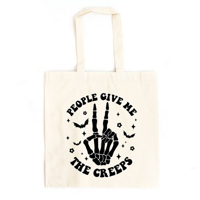 City Creek Prints People Give Me The Creeps Canvas Tote Bag - 15x16 - Natural