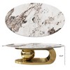 NicBex Modern White Coffee Table with Sintered Stone Tabletop & Unique Steel Base,Marble Oval Center Table for Living Room,Gold 51.3" - 4 of 4