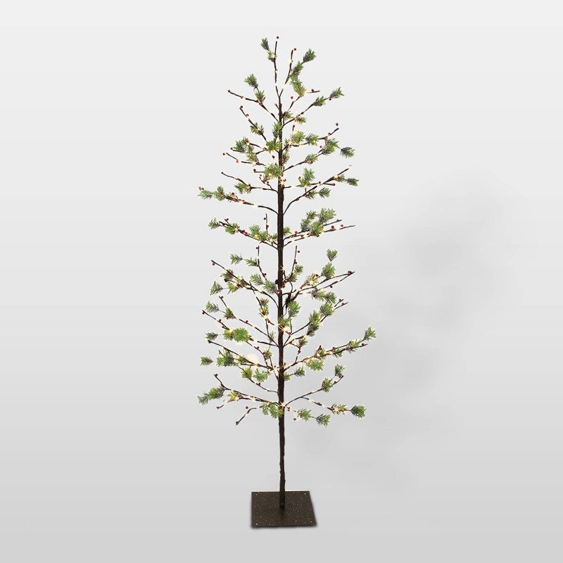 6ft Pre-Lit LED Artificial Christmas Twig Tree - Puleo, 1 of 5