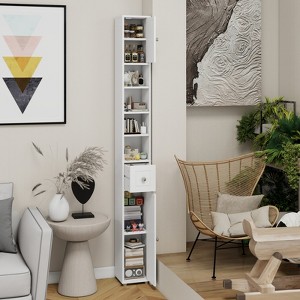 LOVMOR 71" Freestanding Bathroom Storage Cabinet with 1 Drawer,2 Doors and 4 Adjustable Shelves for Small Spaces,Easy Assemble,White - 1 of 4