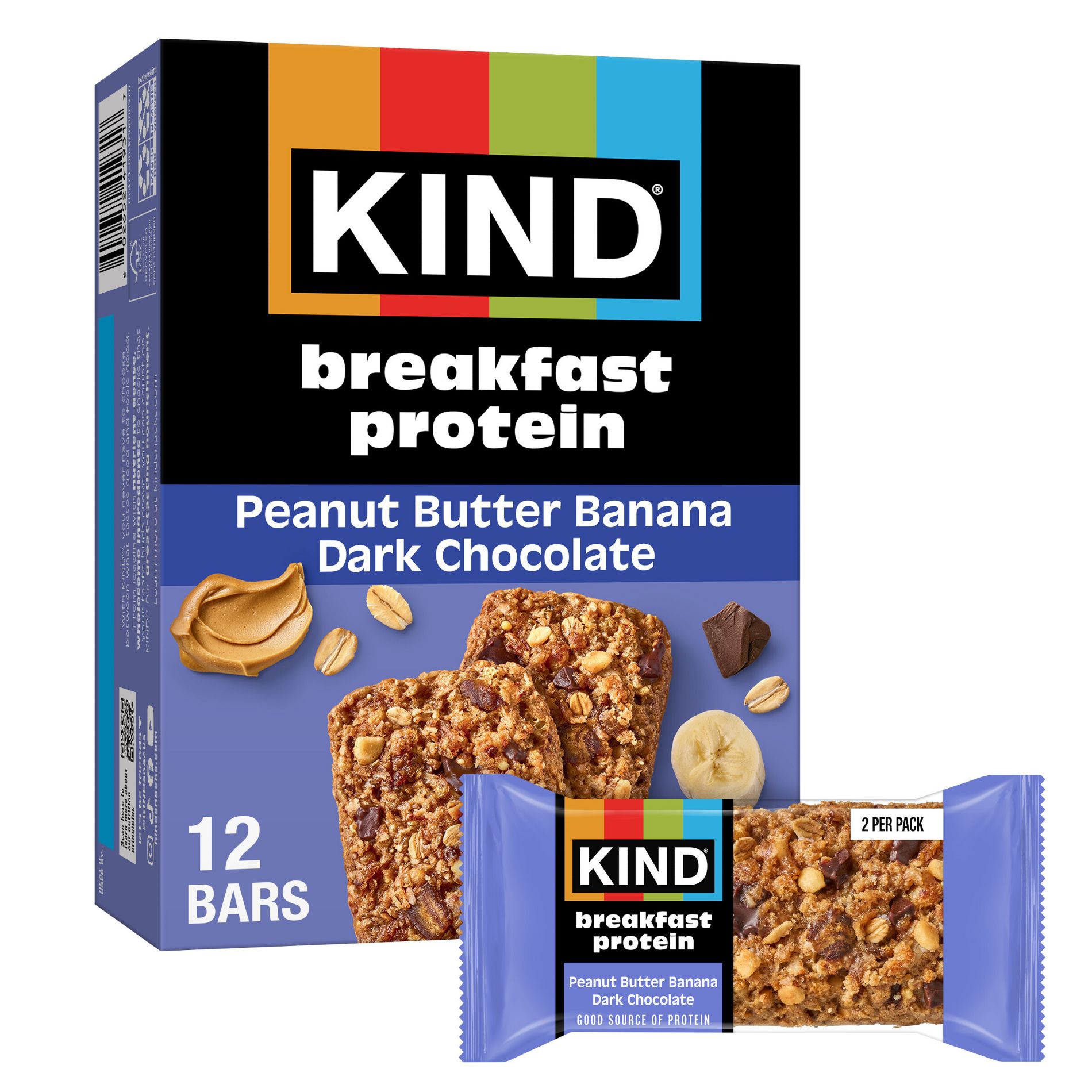 KIND Breakfast Protein Bars Peanut Butter Banana Dark Chocolate - 8g Protein - 10.56oz/12ct