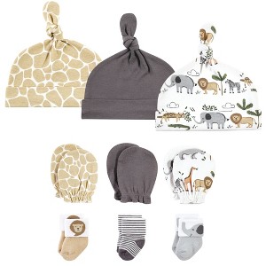 Hudson Baby Unisex Caps, Mittens and Socks Set, Safari, 0-6 Months - 1 of 4