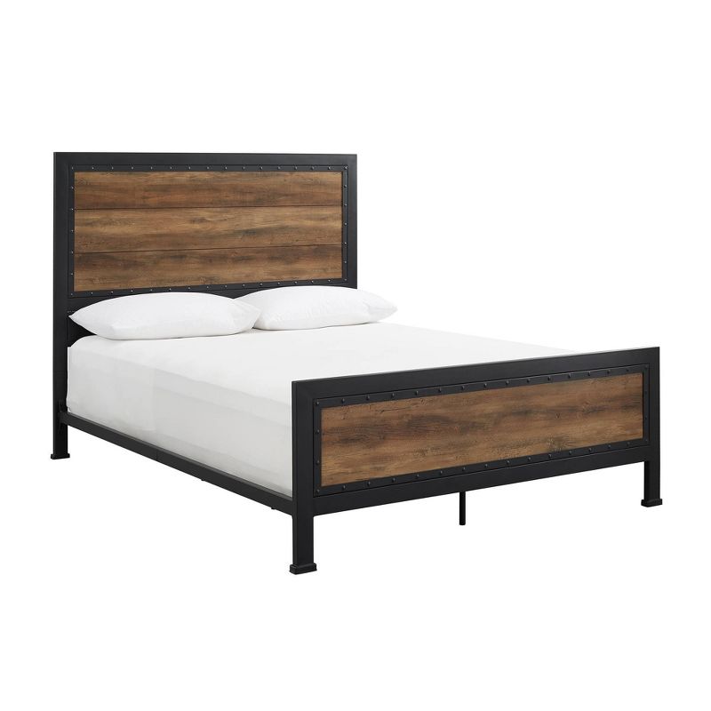 Queen Industrial Wood and Metal Bed - Saracina Home, 1 of 8