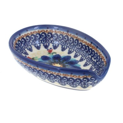 Blue Rose Polish Pottery Autumn Burst Small Spoon Rest