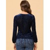 Allegra K Women's Polka Dots Burn-Out Long Sleeve Velvet Top - 4 of 4
