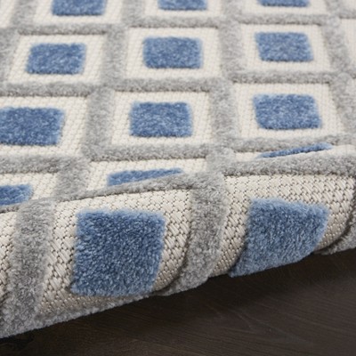 Blue and Grey Diamond Pattern Rectangular Synthetic Rug 7'10" x 10'6"