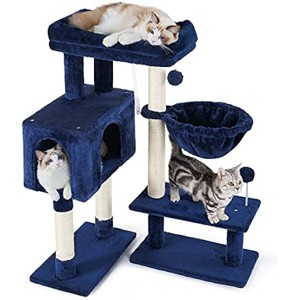 rabbitgoo Cat Tree Cat Tower with Adjustable  Scratching Posts & Large Perch, Cat Climber Stand for Small Kittens, 38" Tall (Navy) - 1 of 1