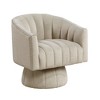 Velvet Upholstered Swivel Barrel Chair with Plush Cushion and Modern Living Room Design for Living Room - 3 of 4