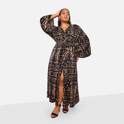 Rebdolls Women's Ria Abstract Print Maxi Wrap Dress