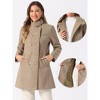 Allegra K Women's Winter Double Breasted Stand Collar Side Pocket Vintage Pea Coats - 2 of 4