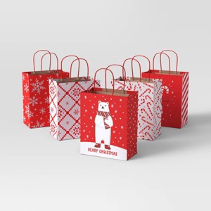 5ct Snowflakes and Candy Canes Cub Christmas Gift Bags - Wondershop™ - 1 of 4