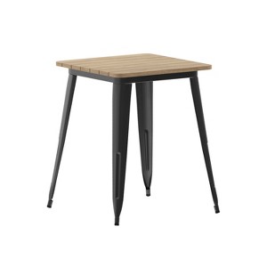 Emma and Oliver Indoor/Outdoor Dining Table, 23.75" Square All Weather Poly Resin Top with Steel Base - 1 of 4