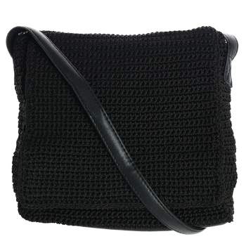 CTM Women's Crochet Crossbody Bag with Front Flap