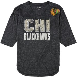 G-III Sports Womens Chicago Blackhawks Embellished T-Shirt, Grey, Medium - 1 of 2
