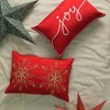TopComfy Support Pillow Embroidered Joy Design Lumbar Pillow for Stylish Seasonal Accent Decor, Red, 24"*16"*2" - 2 of 4