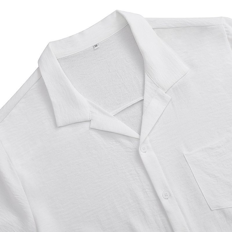 Men's Casual Cuban Shirts Silk Like Short Sleeve Button Down Shirt, 4 of 6