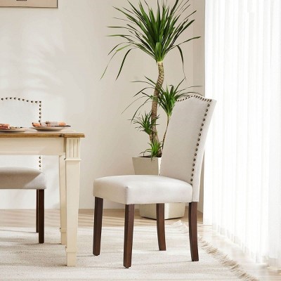 Modern Fabric Dining Chairs Set of 2,Armless Upholstered Dining Room Chairs,Side Chairs,Wooden Restaurant Kitchen Dining Chairs-Cuddlewood