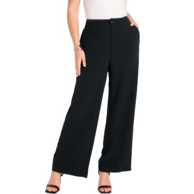 June + Vie by Roaman's Women's Plus Size June Fit Wide-Leg Corner Office Pants