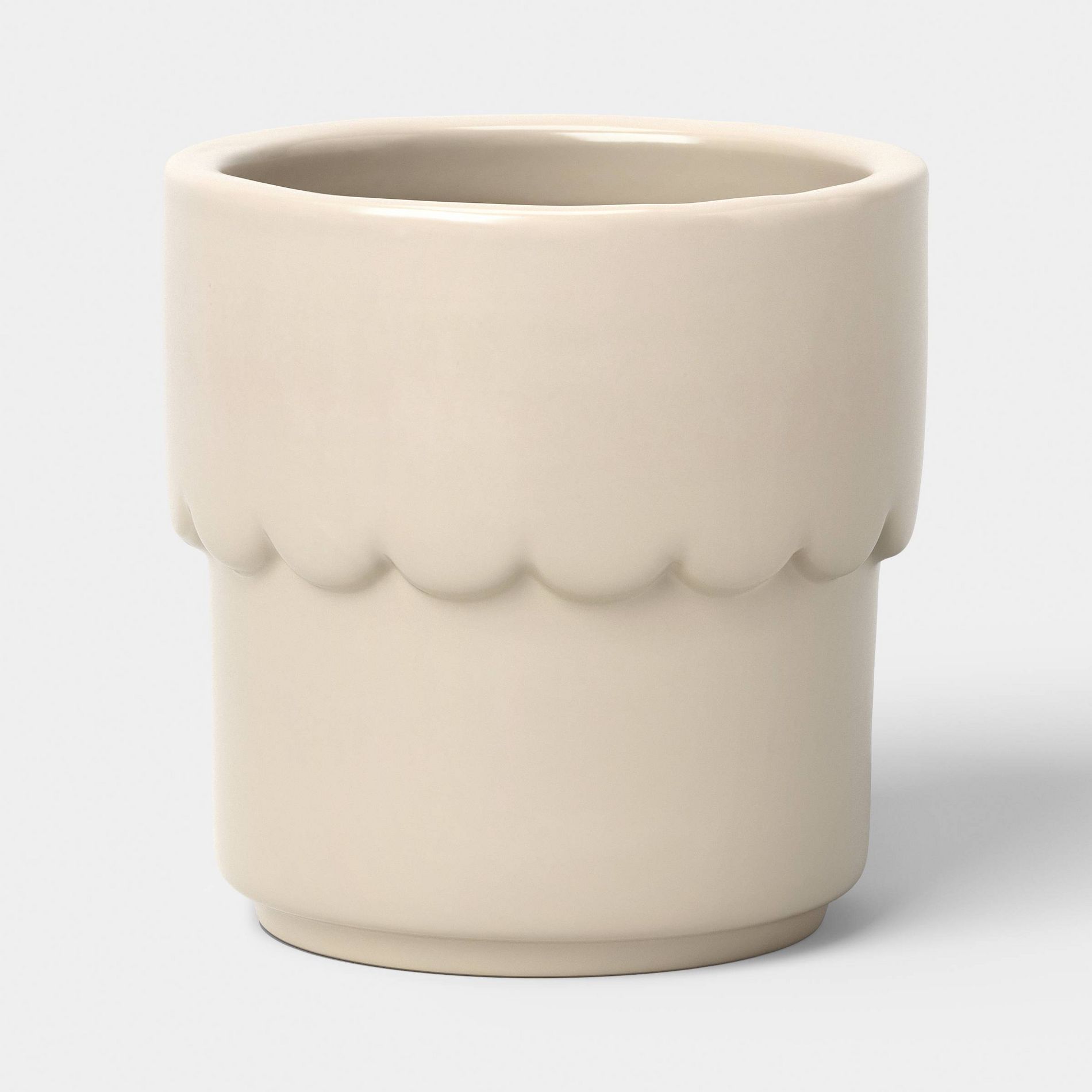 Ceramic Modern Outdoor Planter Cream 4"x3.875" - Threshold™