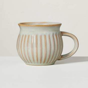 13.5oz Fluted Stoneware Round Mug Light Green - Hearth & Hand™ with Magnolia
