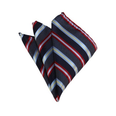 TheDapperTie - Men's Stripe Woven 10 Inch x 10 Inch Pocket Squares Handkerchief