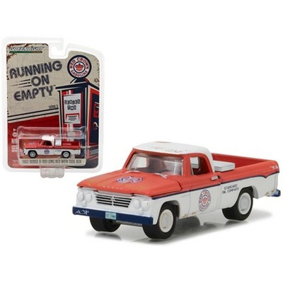 1962 Dodge D-100 Pickup Truck Long Bed with Tool Box Red Crown Gasoline 1/64 Diecast Model Car by Greenlight