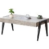 Kings Brand Furniture Camden Marble-Style Wood Coffee Table with Metal Legs, Center Table for Living Room, Black/Gray - 3 of 4