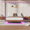 NicBex King/Queen Natural Wood Floating Bed Frame with LED Lights,Wave Wood Texture Platform Bed for Bedroom,No Box Spring Needed - 2 of 4