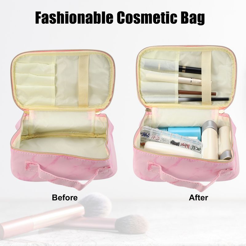 Unique Bargains Makeup Bag Cosmetic Brush Storage Box Makeup Organizers Travel Bag 8"x5"x4" 1 Pcs, 2 of 7