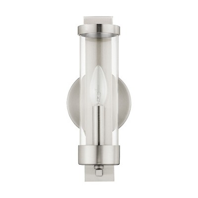 Sleek Brushed Nickel Dimmable Wall Sconce with Clear Glass