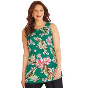 Catherines Women's Plus Size Breezeway Georgette High-Low Tunic Tank - 1 of 4