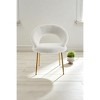 Mshliw Set of 1 Teddy Fabric Dining Chair with Curved Backrest, Foam Cushion and Metal Legs, Upholstered Accent Side Chair for Dining Room - 3 of 4