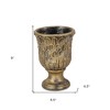 HomeRoots 7" Antiqued Brass Textural Tone On Tone Cement Indoor Outdoor Round Urn Planter - 3 of 3