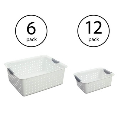 Sterilite Multi-Size Plastic Stackable Storage Basket Bundle, White (18 Pieces)