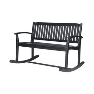 Regatta Acacia Patio Rocking Loveseat: Weather-Resistant, 2-Seater - Christopher Knight Home - 1 of 4