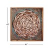 41.5" x 41.5" Large Square Metal Rose Wall Decor in Natural Wood Frame Aqua/Bronze - Olivia & May: Textured Botanical Artwork - 3 of 4
