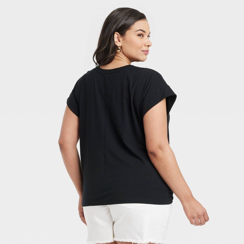 Women's Short Sleeve Side-Tie T-Shirt - Ava & Viv™, 2 of 4