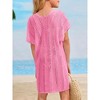 Girls Crochet Beach Cover Up Lightweight U Neck Kids Swimwear Above Knee Beach Cover Up for Girls Beachwear Tops - 2 of 4