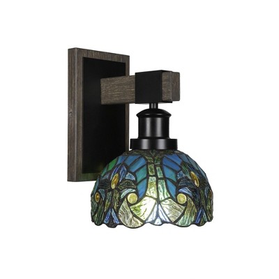 Toltec Lighting Tacoma 1 - Light Sconce in  Black/Painted Wood with 7" Turquoise Cypress Art Glass Shade