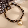 Scarf Necklace with Charm Gold Starfish Chunky Cross Heart Flower Pendants Bandana Charm Necklace Leopard Choker Necklaces for Women Boho Beach - 4 of 4