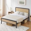 Full/Queen Size Metal Bed Frame with Rattan Headboard and Footboard - 2 of 4
