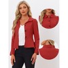 INSPIRE CHIC Women's Elegant Peter Pan Collar Long Sleeve Button Work Peplum Blazer - 2 of 4