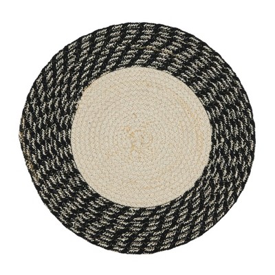 Hand Braided Round Cotton Placemats Set of 4, Black
