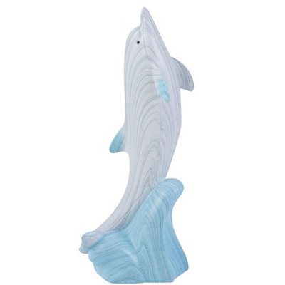 Set of 2 Blue and White Resin Dolphin Figurines