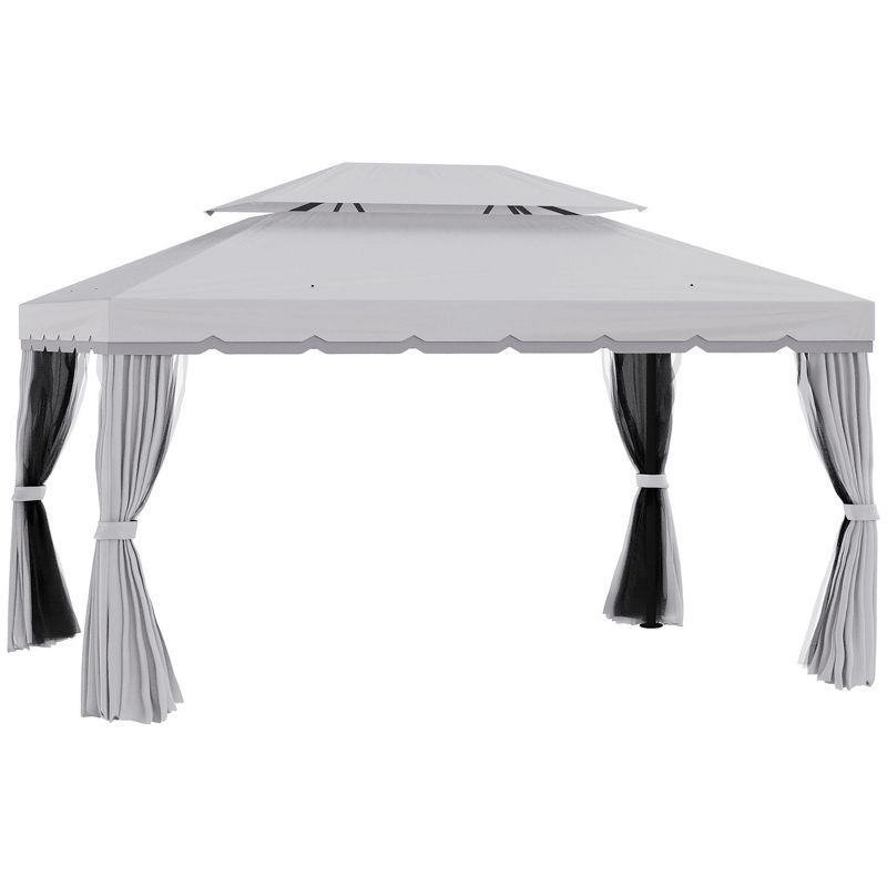 Outsunny 10' x 13' Soft Top Outdoor Patio Gazebo with Polyester Curtains & Air Netting Venting Screens & Aluminum Frame, 1 of 11