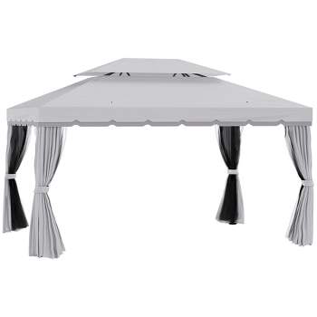 Outsunny 10' x 13' Soft Top Outdoor Patio Gazebo with Polyester Curtains & Air Netting Venting Screens & Aluminum Frame