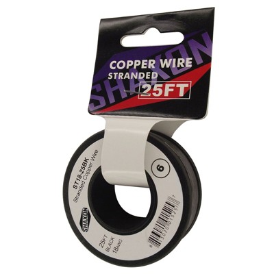 Shaxon 25' Stranded Copper 18 AWG Wire On Spool Black ST18-25BK